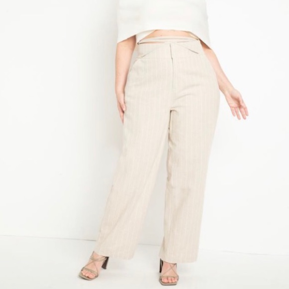 Eloquii | Striped Linen Pants with Ties